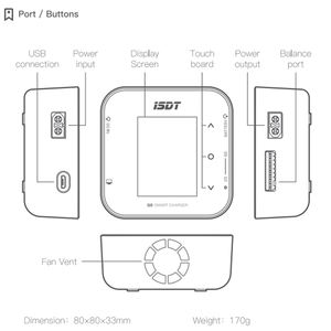 ISDT Air8 500W 20A 15W 1-8S Carregador de Balança de Bateria Inteligente de Alta Potência para Li-Po Li-Hv Li-Ion Li-Fe NiMH Ni-Cd Pb Bateria - Product Image 6