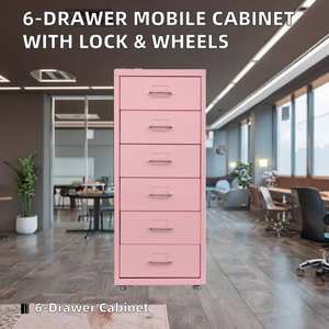 Gabinete de Almacenamiento Móvil Vertical de Acero Blanco con 6 Cajones con Ruedas para Escuela, Gimnasio, Hospital, Taller, Moderno para Uso en Almacenes - Product Image 2