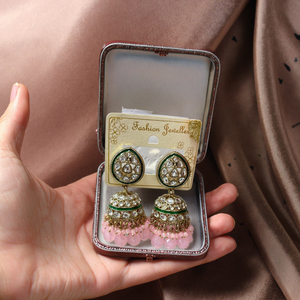 Top mode à la mode goutte d'eau cloche Jhumka boucles d'oreilles indien Kundan traditionnel pour dames ensemble de boucles d'oreilles pour les femmes - Product Image 4