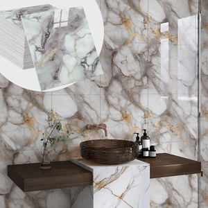 Waterproof Modern High Glossy PVC Self-Adhesive <strong>Bathroom</strong> Wall Decoration Home Decor Marble Tile Sticker Geometric Pattern - Product Image 1
