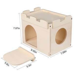 <span class=keywords><strong>Chinchilla</strong></span> Castle Hideout-Hábitat de madera ventilado con diseño de varias puertas para cobayas, erizos y ratones - Product Image 5