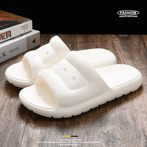 Claquettes pour hommes en EVA à semelle épaisse, antidérapantes, souples, pour la maison, l'extérieur et la plage, blanches, noires, kaki, pour adultes, chaussures injectées - Product Image 1