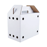 Boîte à Gable en Carton Ondulé Kraft Recyclé avec Trou pour Poignée, Conception Personnalisée, pour l'Expédition de Poulets Vivants