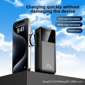 Batterie externe 20 000 <span class=keywords><strong>mAh</strong></span> avec affichage numérique, charge ultra-rapide 22,5 W, grande capacité, portable, universelle pour smartphones, en plastique - Product Image 3