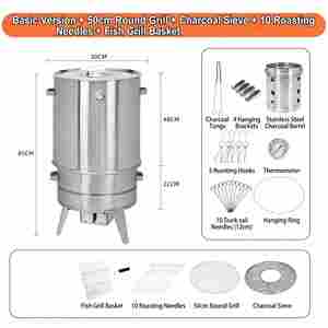Barbecue en acier inoxydable multifonctionnel avec fumoir, utilisable en intérieur et en extérieur - Product Image 5