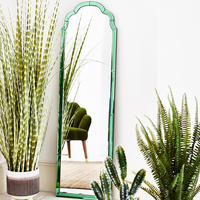 Miroir pleine longueur à cadre festonné vert, sur pied, pour chambre, salon, entrée, décoration intérieure, vente en gros