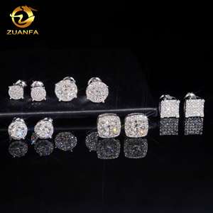 USA Stock Hip Hop Jewelry Mens Moissanite <strong>Earrings</strong> Pass Diamond Tester Solid 925 Silver Iced Out Moissanite Screw <strong>Back</strong> <strong>Earrings</strong> - Product Image 6