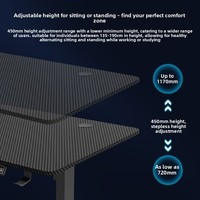 Bureau debout motorisé avec structure métallique pour bureau de direction et jeux électroniques, bureau à hauteur réglable électriquement