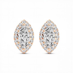 Élégantes boucles d'oreilles clous en diamant de laboratoire taille marquise 1,00 carat pour femme, couleur VVS VS EF, or rose 18 carats, pour mariage et anniversaire - Product Image 3