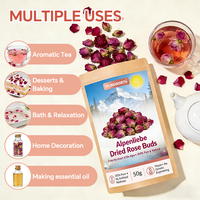 Thé aux bourgeons de rose séchés Alpenliebe, 100% pur et naturel, fleurs de rose entières, riches en vitamine C pour l'éclat de la peau et le soulagement du stress