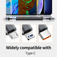 Kabel Data USB-C Tipe-C 5A Pengisian Cepat 1.5M, Dapat Ditarik, Sudut Kanan, Tembaga Murni untuk Mobil & Ponsel