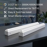 Barre lumineuse LED à 3 températures de couleur, 2ft 4ft 5ft, avec couvercle en PC, IP20, CRI80, 220-240V AC, remplacement de fluorescent T5-T10, garantie 5 ans