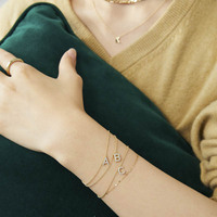 Dainty minuscule A-Z Alphabet lettre nom bracelets porte-bonheur bijoux femmes luxe 14K véritable plaqué or incrusté Zircon Bracelet initial