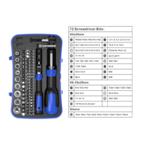 Jeu de tournevis de précision 76-en-1 avec poignée en acier finition chromée, outils de réparation de téléphones portables de qualité professionnelle, personnalisable OEM