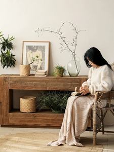 Stile tranquillo massello legno di pino vecchio armadio rettangolare ingresso vuoto Vintage parete decorativa famiglia soggiorno <span class=keywords><strong>mobili</strong></span> - Product Image 2