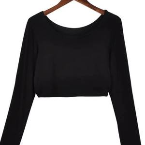 Chemise à manches longues en tissu modal respirant et compressif pour femme, chemise basique unie ajustée, tenue décontractée pour tous les jours - Product Image 1