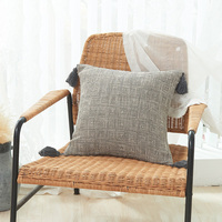 Ferme canapé gland gris jeter taie d'oreiller plaine Simple Nature maison décorative lin oreiller housses de coussin