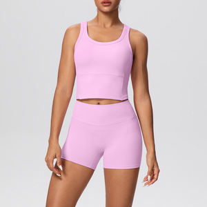 Conjunto de Top Deportivo Transpirable Ajustado Efecto Segunda Piel y Shorts de Cintura Alta Levanta Glúteos para Deporte al Aire Libre, Casual, Running, Fitness y Yoga - Product Image 3