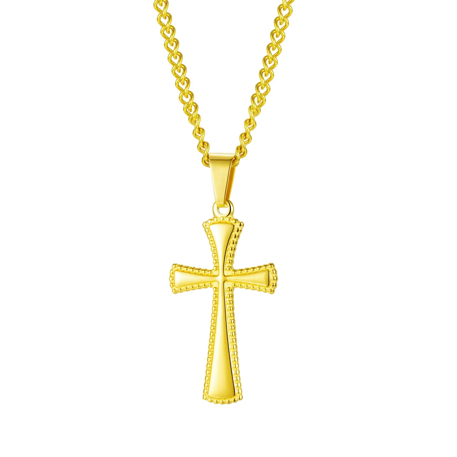 Elegant Silver Necklace Pendant Men Business Religious Stainless Steel Cross Necklaces Gold Pendant Necklace Men Women Jewelry