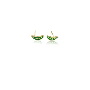 2024 새로운 콤팩트 섬세한 도금 에폭시 포드 스터드 귀걸이 섹션 귀여운 미니 귀걸이 만화 녹색 독특한 귀걸이 여성