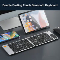 Clavier portable multi-appareils ultra-fin pliable rechargeable sans fil avec mini pavé tactile BT pour téléphone tablette ordinateur portable Android Windows