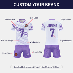 Ultima Maglia da <span class=keywords><strong>Calcio</strong></span> ad Asciugatura Rapida con Stampa Sublimatica, Tuta da Allenamento per Uomo <span class=keywords><strong>Bianca</strong></span> e Viola - Product Image 3