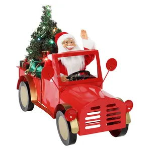 160cm 뮤지컬 애니메이션 전기 산타 클로스 트럭 사용자 정의 크리스마스 장식품 휴일 장식 입상 산타 클로스 전기