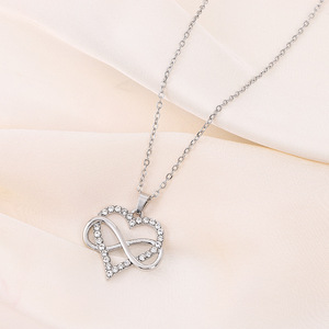Ciondolo Elegante Minimalista di Lusso Europeo-Americano con Cuori Intrecciati, Simbolo di Amore <span class=keywords><strong>Infinito</strong></span>, Regalo di Alta Gamma - Product Image 2