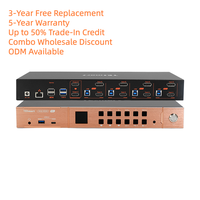 Conmutador KVM 4x2 ODM Disponible, 4 PC, 8K DisplayPort + HDMI DP 2, Compatible con Dos Monitores, EDID, Red Gigabit para Sala de Control de Servidores