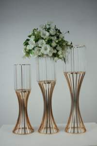 Support à fleurs moderne de haute qualité, centre de table, décoration de fête et de maison, <span class=keywords><strong>vase</strong></span> à fleurs en métal doré - Product Image 2