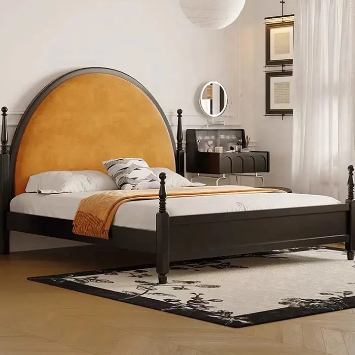 Letto King size stile moderno in legno massello letto camera da letto di lusso letti doppi in legno