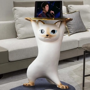 Creativo e Incantevole Gatto Accanto al Soggiorno, Grande Vassoio da Terra, Grandi Ornamenti Decorativi, Tavolino Laterale - Product Image 2
