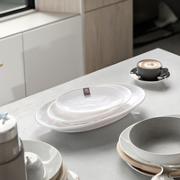 Vente en gros de plats bon marché de forme ovale en mélamine blanche 100% de 8 pouces