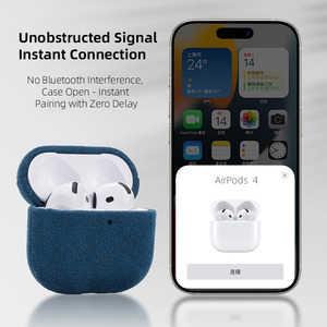 Individuelles Logo Alcantara-Leder Kopfhörer-Etui für AirPods 1/2/3/4 Kopfhörer-Zubehör AirPodsPro/<span class=keywords><strong>2.</strong></span> Generation - Product Image 2