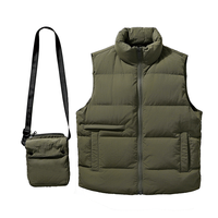 Gilet unisexe blanc sans manches en polyester rempli col montant extérieur d'automne Logo personnalisé fermeture éclair grande taille veste pratique