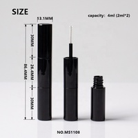 Envase de Doble Cabeza para Rímel, 4 ml, Doble Cavidad, Color Negro Brillante, Tubo Vacío para Cejas y Pestañas