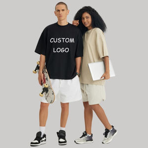 Venta al por mayor en blanco de hombro caído hombres 100% algodón camisetas personalizadas Streetwear de gran tamaño peso pesado Boxy camiseta Unisex estampado camiseta - Product Image 1