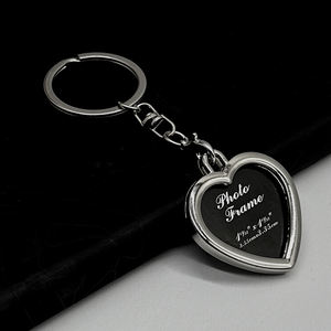 Porte-clés promotionnel avec cadre photo, anneau porte-clés, décoration, cadeaux DIY, en alliage de zinc, métal argenté, cadre photo porte-clés - Product Image 3