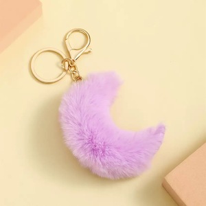 맞춤형 OEM/ODM 디자이너 재고 뉴문 퍼볼 플러시 친환경 고급 키체인 펜던트 온라인 유명인 귀여운 털복숭이 커플 - Product Image 2