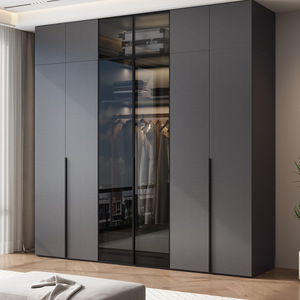 Armoire sur mesure de luxe moderne pour chambre à coucher, <span class=keywords><strong>dressing</strong></span> autoportant avec éclairage LED, portes en <span class=keywords><strong>bois</strong></span> et verre, finition noyer, blanc, gris, beige, OEM - Product Image 1