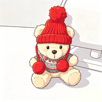 Porte-clés Ours en Peluche Marron Clair avec Chapeau Rouge d'Hiver, Pendentif de Sac en Peluche Mignon, Cadeau Personnalisé