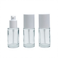 Botol Silinder Kaca 30ml 50ml dengan Pipet Tetes, Wadah Foundation Kosong Transparan Matte dengan Tutup Sekrup Warna Sesuai Pesanan untuk Rias Wajah