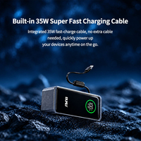 Batterie externe 20000mAh, charge rapide 35W avec prise murale AC, câbles intégrés, chargeur portable pour ordinateur portable, batterie externe personnalisée