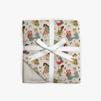 Couverture pour bébé en bambou à imprimé de Noël personnalisé, couverture matelassée double couche pour nouveau-nés, literie pour bébé