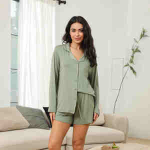 Fung 8005 Modal Pyjamas Damen Unterwäsche Pyjama für Damen Custom Shorts Pjs Satin Pyjamas 2 Pcs <span class=keywords><strong>Set</strong></span> - Product Image 4