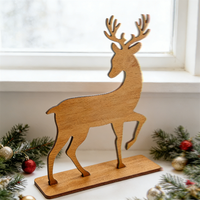 Kit de Bricolage de Noël : Élan en Bois Non Fini Personnalisable, Lavable et Écologique, avec Cadeaux, pour Décoration de Table