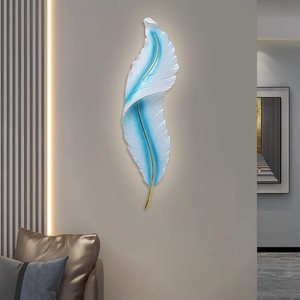 Lámpara de pared LED de <span class=keywords><strong>plumas</strong></span> creativa nórdica para sala de estar, dormitorio, <span class=keywords><strong>cama</strong></span>, luces decorativas, instalación empotrada de cuerpo de resina - Product Image 4