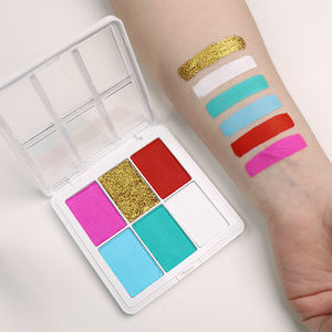 GP Private Logo Paleta de sombras de ojos con purpurina activada por agua de 6 colores Cosméticos Juego de pintura corporal facial lavable para fiestas infantiles - Product Image 1