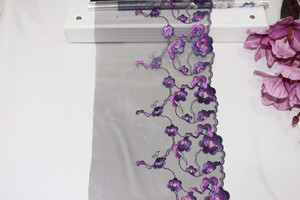 Tinh Tế 18Cm Đen Voile Ưa Thích Hoa Đàn Hồi Thêu Ren Vải Polyester Tulle Ren Trim Cho Phụ Nữ Ăn Mặc - Product Image 5