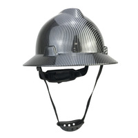 Casque de sécurité en HDPE à large bord avec logo personnalisé, finition noire mate, certifié ANSI Z89.1, 6 points de suspension pour chantier